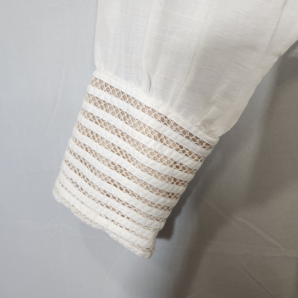 Soft Surroundings Bohemian Off White Lace-Trimmed Blouse Office Business Work - Picture 4 of 12